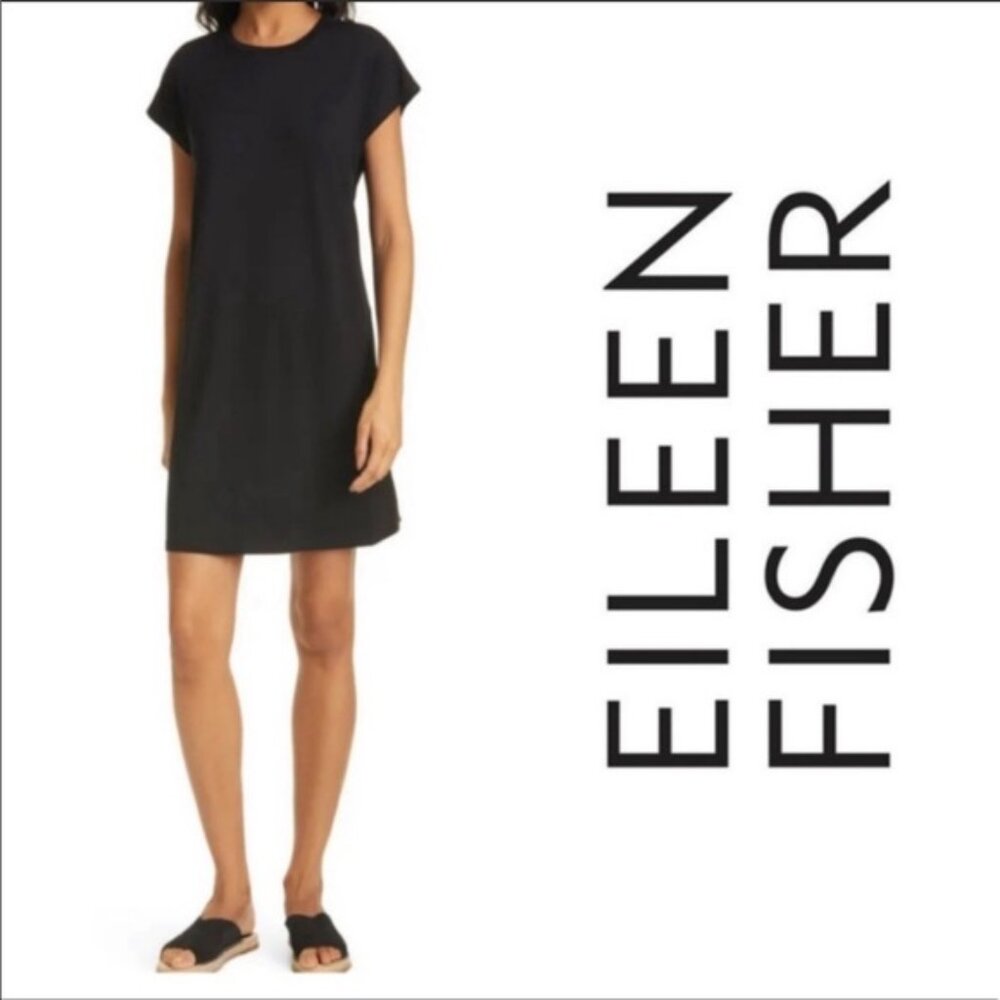 Eileen Fisher Black T-Shirt Dress Organic Cotton